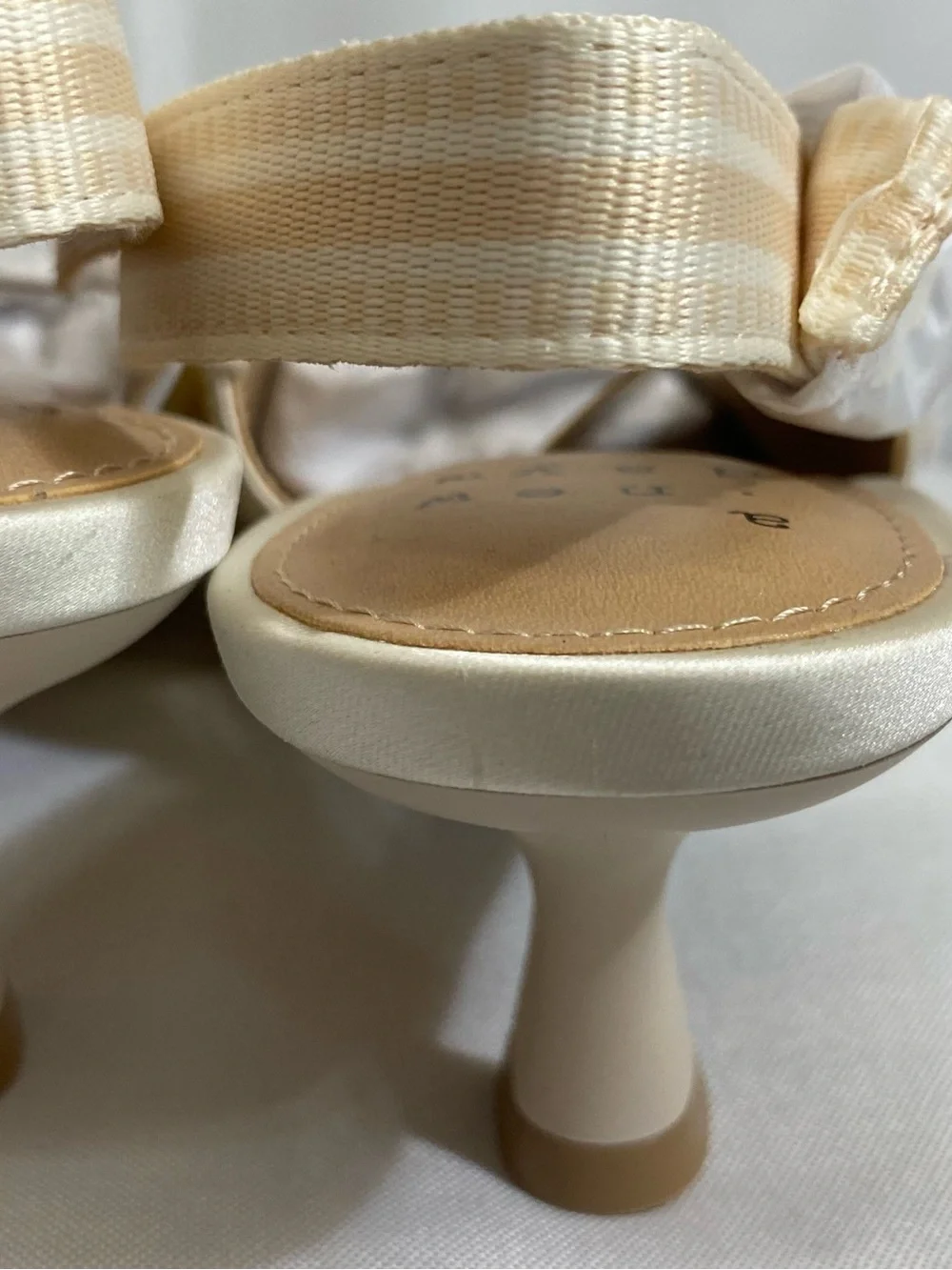 a new day Pearl-Studded Pointed Toe Slingback Flats in Beige